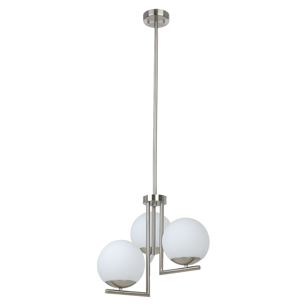 3 LT Pendant w/ Matte Nickel Finish & Opal Sphere Glass Shades