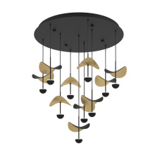Eglo 205804A - 10 LT Integrated LED Cascade Ceiling Light w/ Black Finish & Black & Gold Leaf Shades