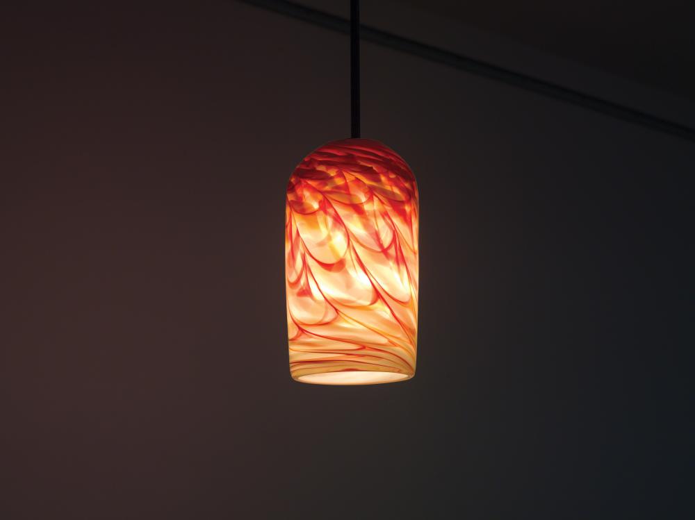 Rose Cylinder - Pendant - Incandescent 35" OA Drop-Clear Blue
